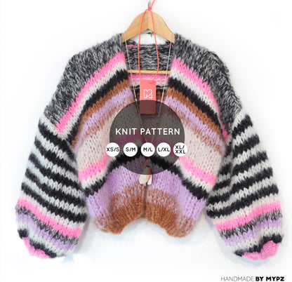 Knit pattern – Short Chunky Mohair Cardigan Alex No.12 (ENG-NL-DE)