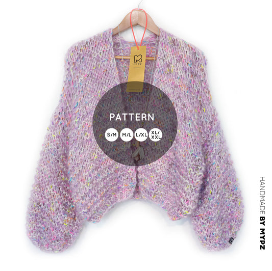 Breipatroon – MYPZ kort Chunky Mohair-Merino Cardigan Confetti Nights No.15 (ENG-NL-DE)