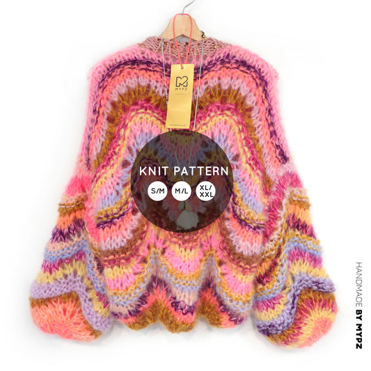 Breipatroon – Chunky Mohair trui Colorflow Wave No.12 (ENG-NL-DE)