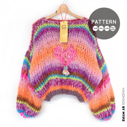 Breipatroon – MYPZ Short Chunky Pullover Neon Hearts No15 (ENG-NL-DE)