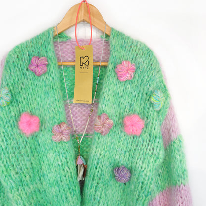 Chunky Mohair cardigan Mint Blossom