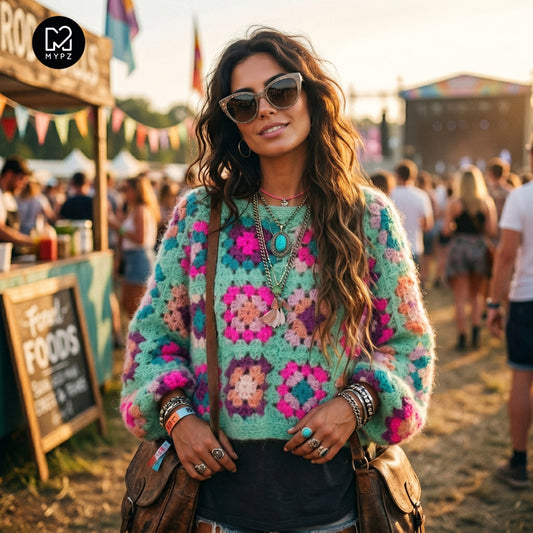 Haakpakket - MYPZ Granny square Mohair trui Mint (ENG-NL)
