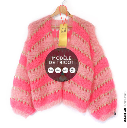 Motif tricoté – Cardigan court léger en mohair MYPZ Summerflow No10 (ENG-NL-DE-FR-ES)