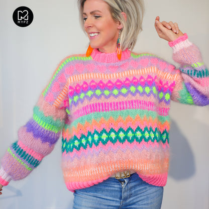 Knitting Kit – Chunky Mohair Pullover Pink Sugar No.6 (ENG-NL-DE)