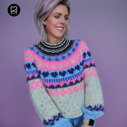 Breipakket – MYPZ top-down trui Blue Heart No6 (ENG-NL-DE)