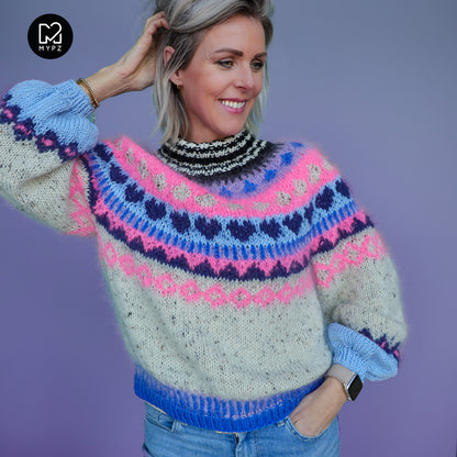 Breipatroon – MYPZ top-down trui Blue Heart No6 (ENG-NL)