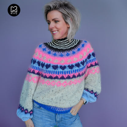 Breipakket – MYPZ top-down trui Blue Heart No6 (ENG-NL-DE)