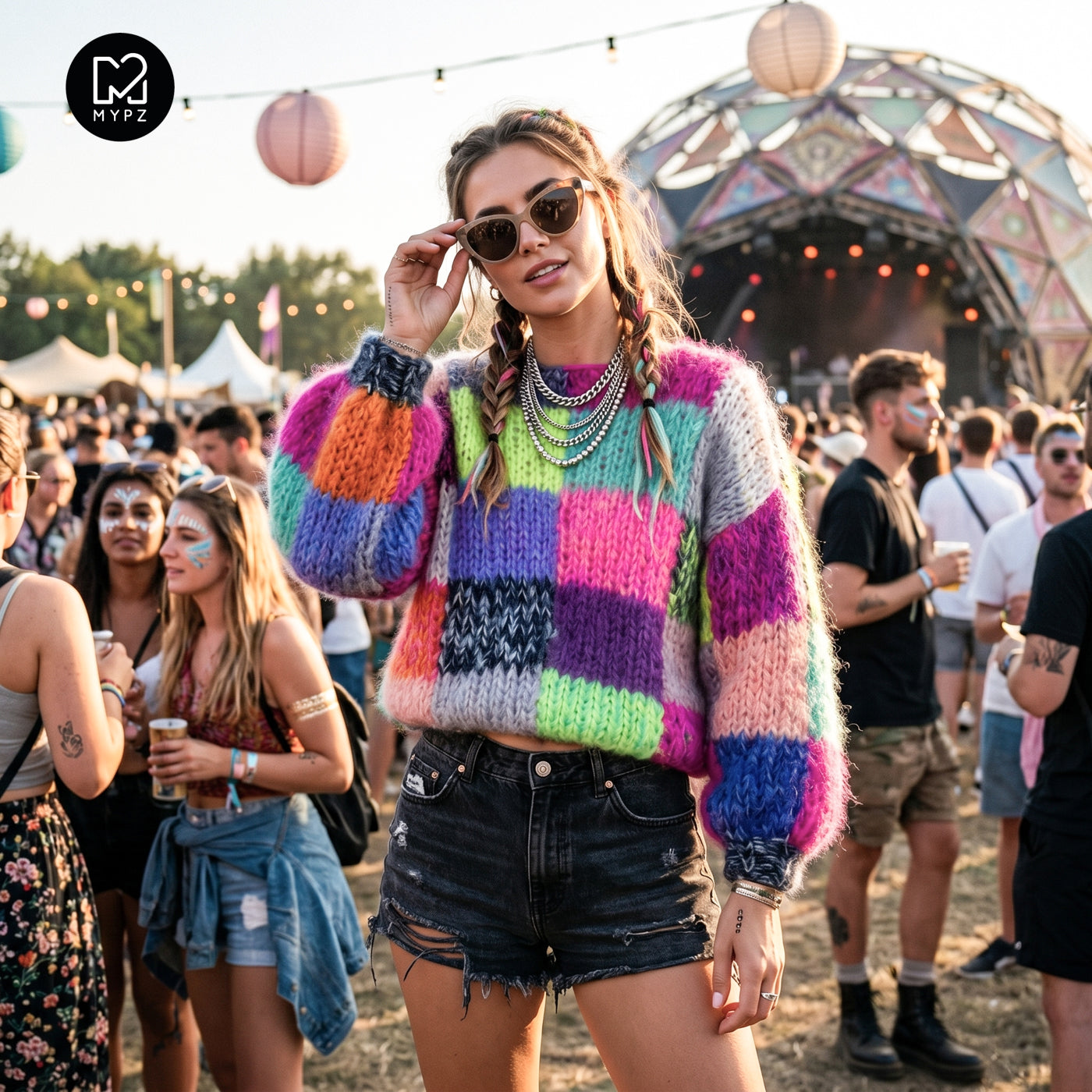 Breipakket – Chunky Rainbow Patchwork Pullover No.15 (ENG-NL)