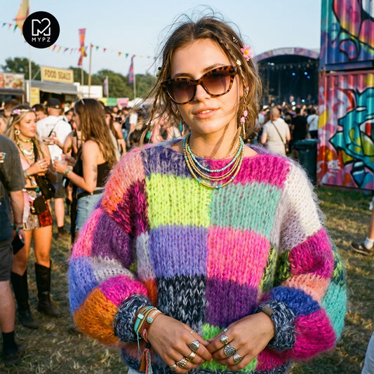 Breipakket – Chunky Rainbow Patchwork Pullover No.15 (ENG-NL)