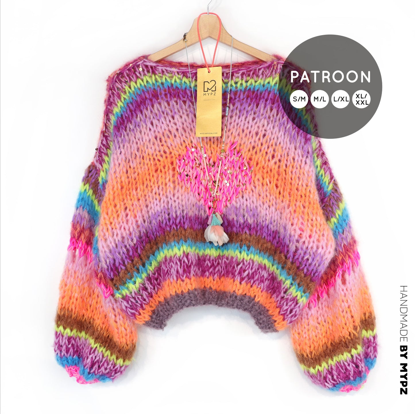 Breipatroon – MYPZ Short Chunky Pullover Neon Hearts No15 (ENG-NL-DE)