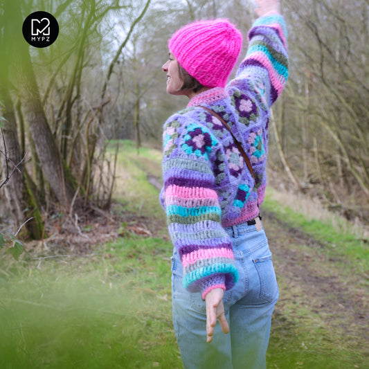 Crochet pattern - MYPZ Granny mohair cardigan Purple Candy (ENG-NL-DE)