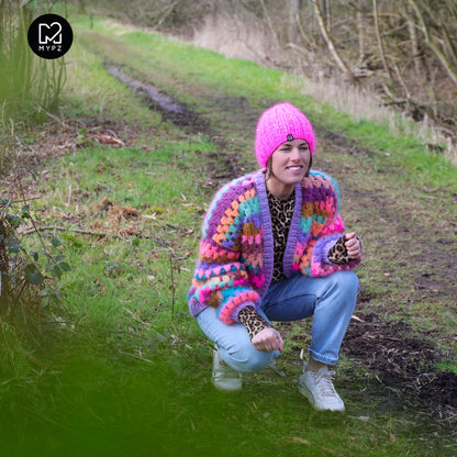 Haakpatroon - MYPZ kort Mohair Granny stripes vest Fiesta (ENG-NL)