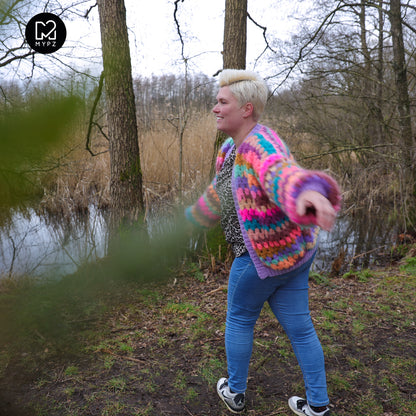 Haakpatroon - MYPZ kort Mohair Granny stripes vest Fiesta (ENG-NL)