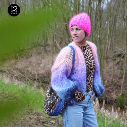 Knit pattern – MYPZ short chunky Mohair cardigan Blue Sky No15 (ENG-NL-DE)