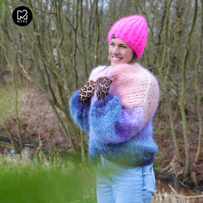 Knit pattern – MYPZ short chunky Mohair cardigan Blue Sky No15 (ENG-NL-DE)