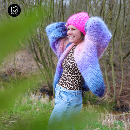 Knit pattern – MYPZ short chunky Mohair cardigan Blue Sky No15 (ENG-NL-DE)