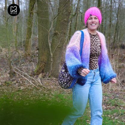 Knit pattern – MYPZ short chunky Mohair cardigan Blue Sky No15 (ENG-NL-DE)