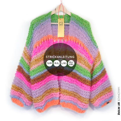 Breipatroon – MYPZ Chunky Mohair Cardigan Rainbow Sorbet No.15 (ENG-NL-DE)