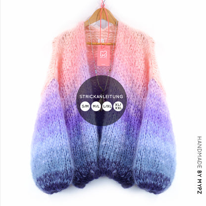 Knit pattern – MYPZ short chunky Mohair cardigan Blue Sky No15 (ENG-NL-DE)