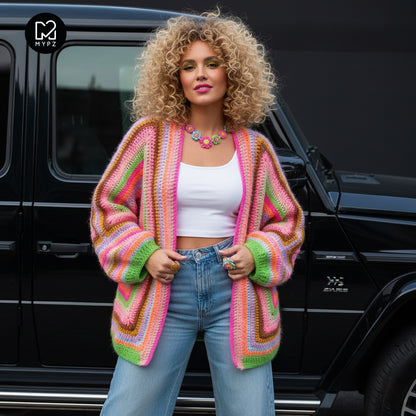 Haakpatroon - MYPZ Hexagon Cardigan Vibrant Soul (ENG-NL-DE)