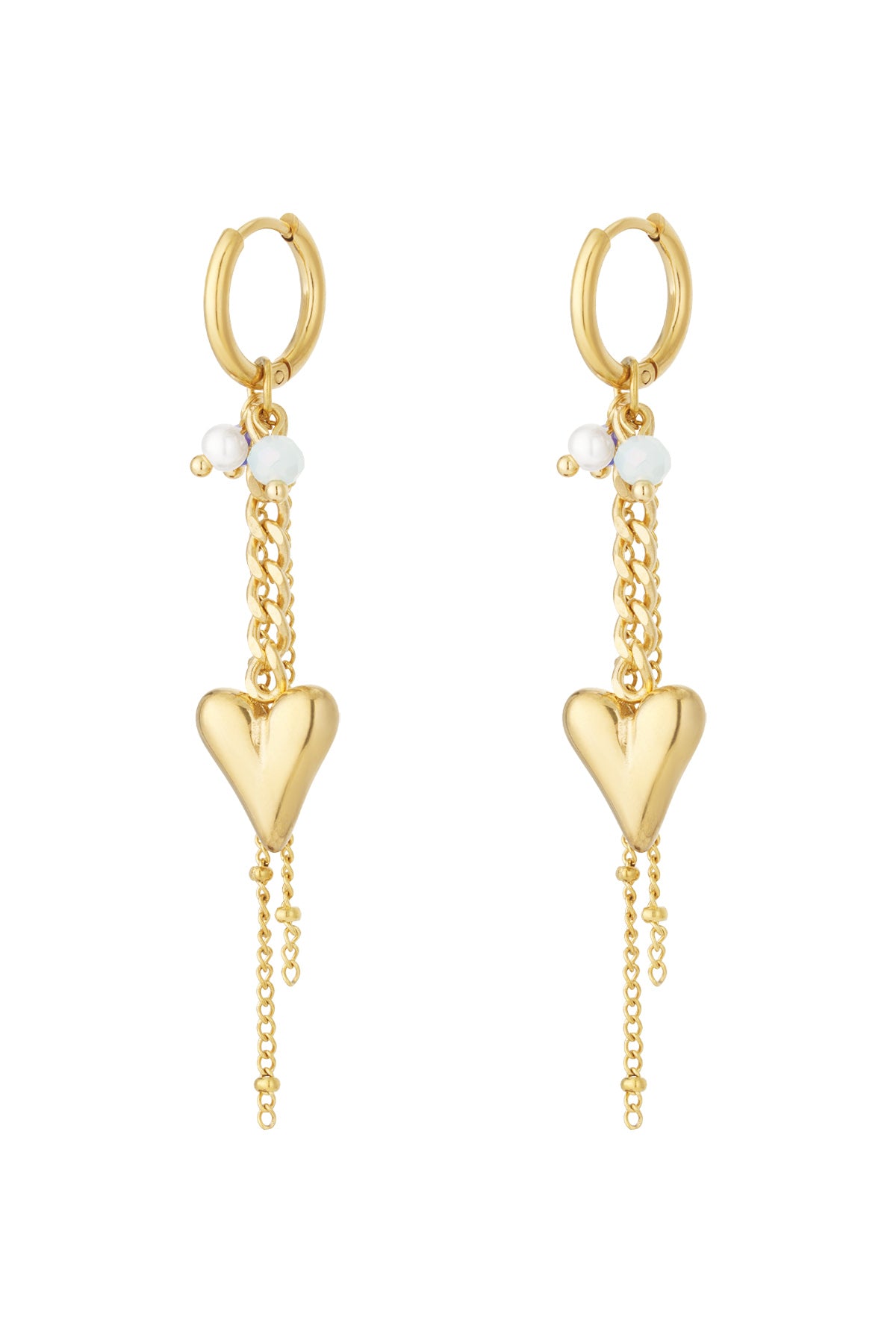 Heart drop hoops earrings