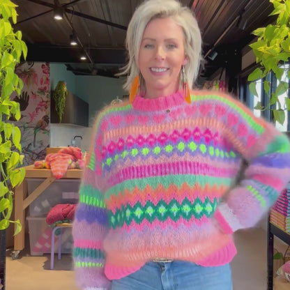 Knitting Kit – Chunky Mohair Pullover Pink Sugar No.6 (ENG-NL-DE)