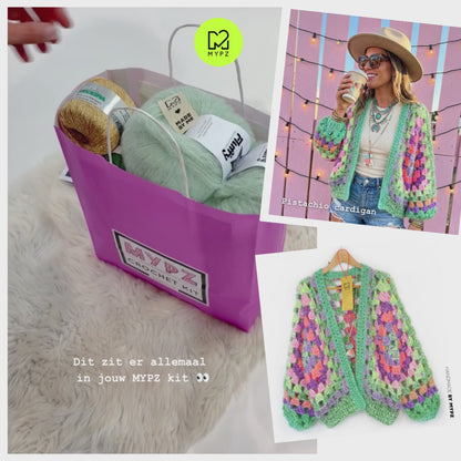 Haakpakket - MYPZ Chunky Hexagon Cardigan Pistachio (ENG-NL-DE)