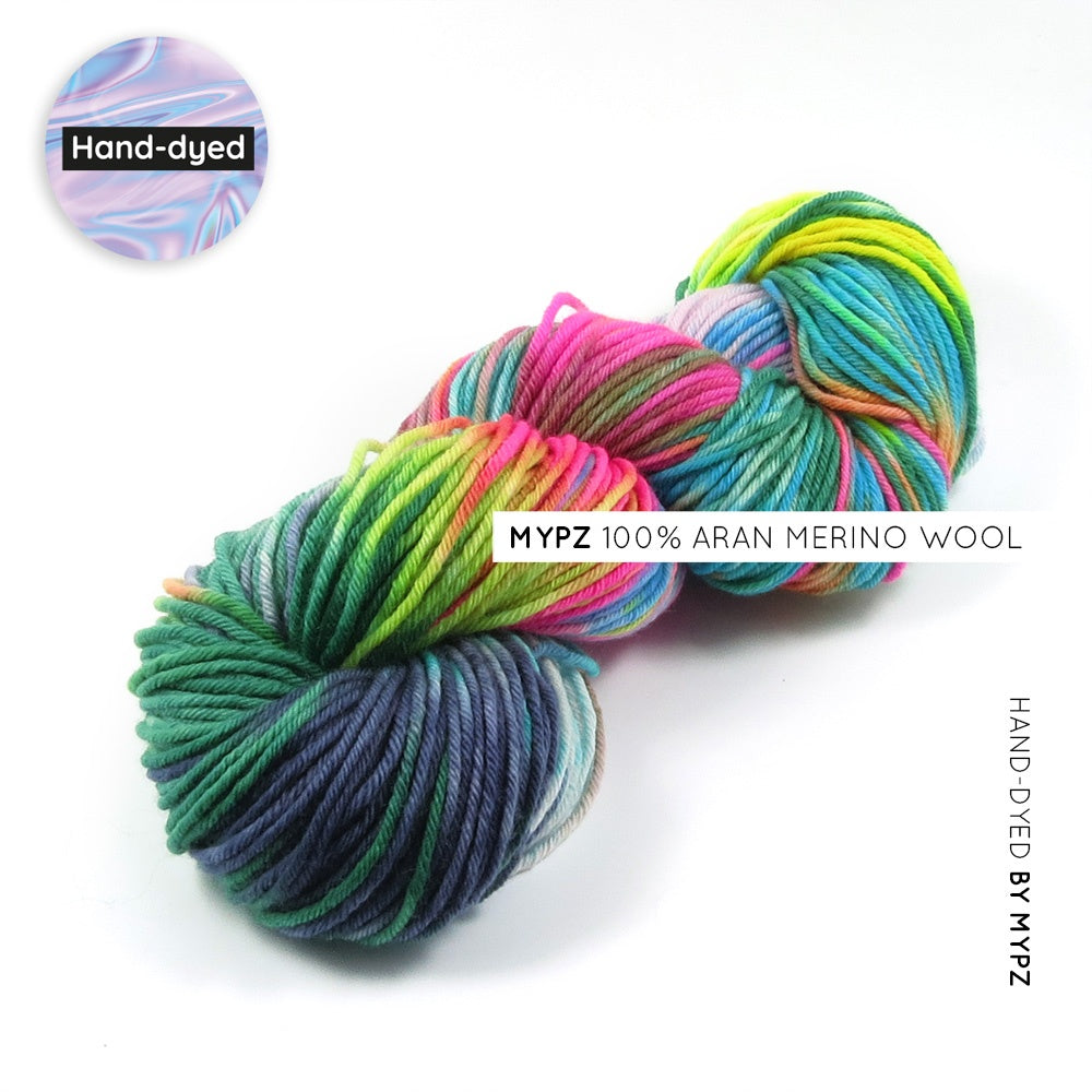 MYPZ hand-dyed Aran merino Happy Forest