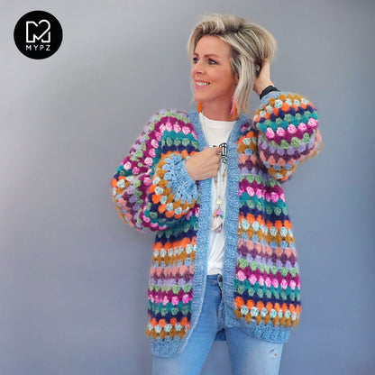 Crochet pattern - MYPZ Mohair Granny stripes cardigan Belly (ENG-NL)