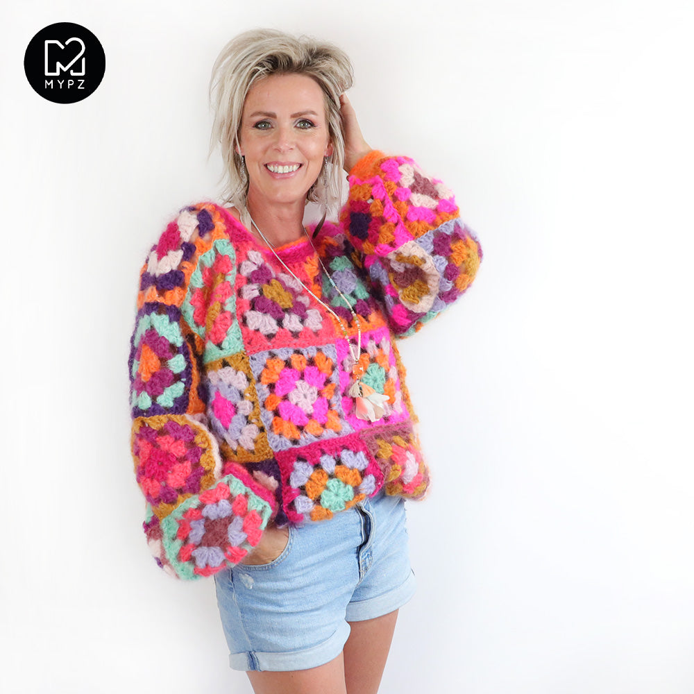 Haakpatroon - MYPZ Granny square Mohair trui Flora (ENG-NL)