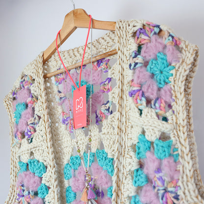 Haakpakket - MYPZ Granny Boho Gilet Sea (ENG-NL)