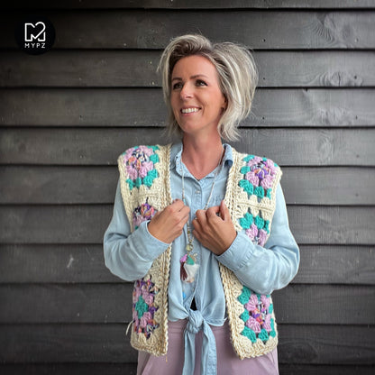 Haakpakket - MYPZ Granny Boho Gilet Sea (ENG-NL)
