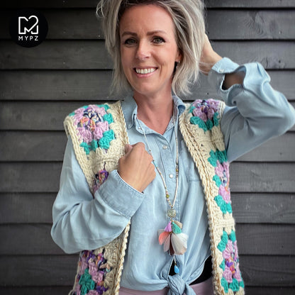 Haakpakket - MYPZ Granny Boho Gilet Sea (ENG-NL)
