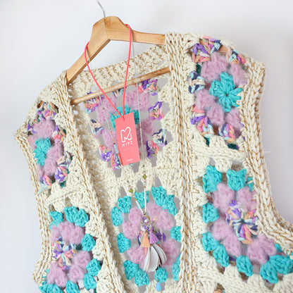 Haakpakket - MYPZ Granny Boho Gilet Sea (ENG-NL)