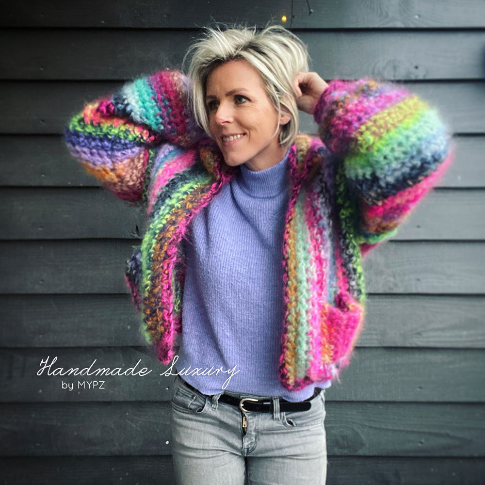 MYPZ mohair bomber cardigan with hoodie