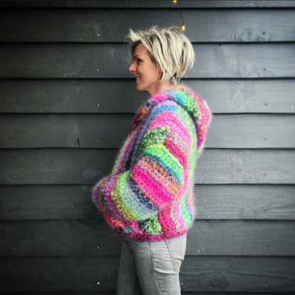 MYPZ mohair bomber cardigan with hoodie