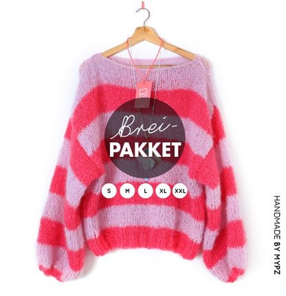 MYPZ breipakket light mohair trui gestreept Lemonade NO8