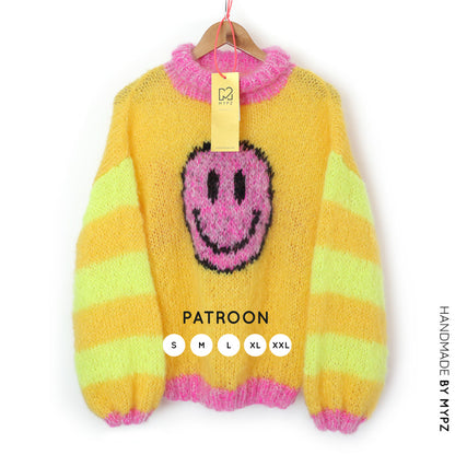 Breipatroon - MYPZ light mohair trui Smiley Yellow No8 (ENG-NL)