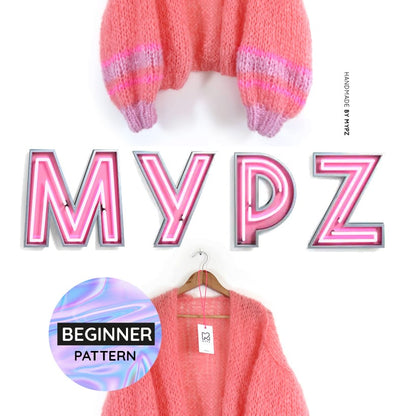 Knit pattern – MYPZ short basic chunky cardigan Salmon No15 (ENG-NL-DE)