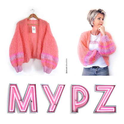 Knit pattern – MYPZ short basic chunky cardigan Salmon No15 (ENG-NL-DE)