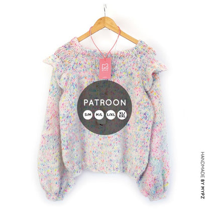 MYPZ breipatroon Top-down ruffle confetti trui no6