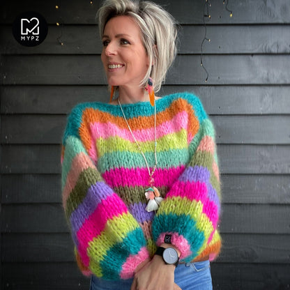 MYPZ knitting kit basic chunky mohair pullover Multicolored no15