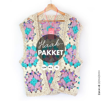 Haakpakket - MYPZ Granny Boho Gilet Sea (ENG-NL)