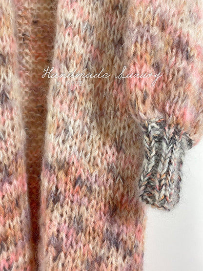 MYPZ half long chunky mohair cardigan Brown Love
