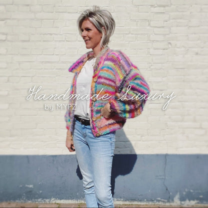 MYPZ Short light mohair scrap yarn cardigan