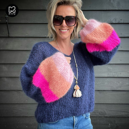 Breipakket – MYPZ Basic Light Mohair v-hals trui Sapphire no10 (ENG-NL)