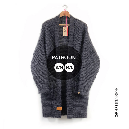 Crochet pattern – MYPZ half long chunky reversible cardigan grey (ENG-NL)