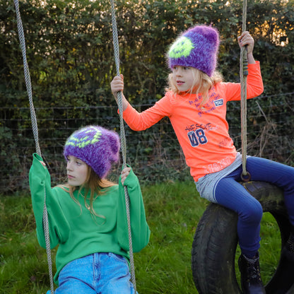 Knitting Kit – Chunky mohair Smiley beanies adult + kid (ENG-NL)